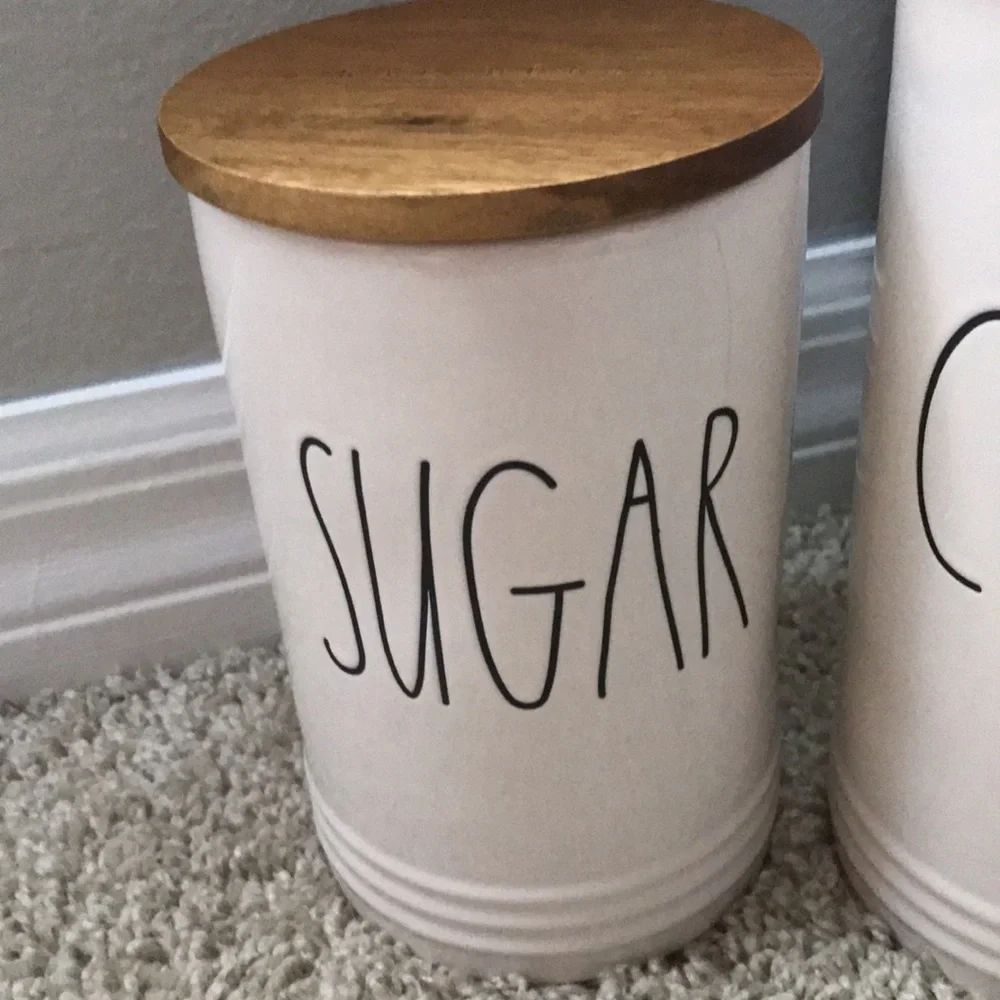 NWT RAE DUNN SUGAR & CEREAL CANISTER Cellar Wood